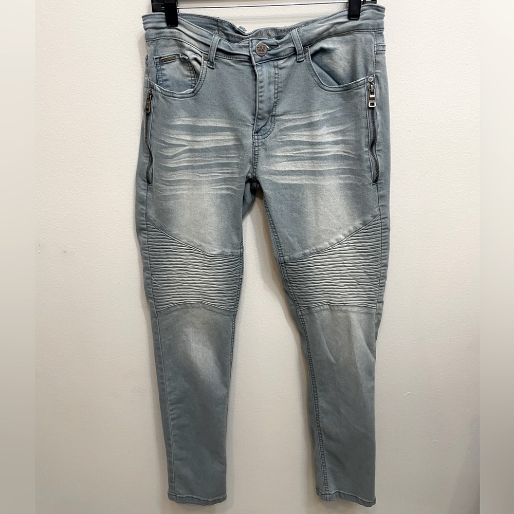 V 1969 Italia by Versace Light Blue Denim Biker Pants W30 x L32